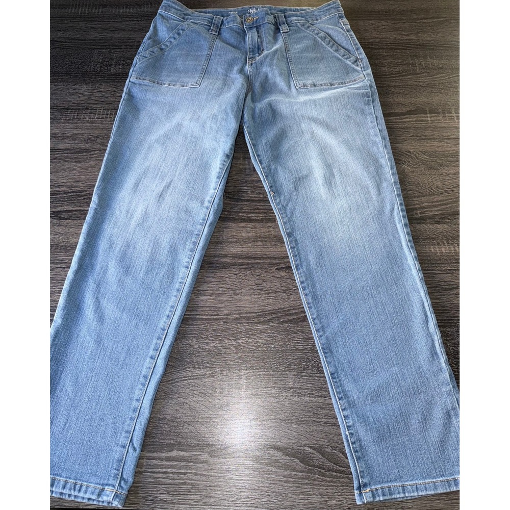 Style & Co Womens Size 14‎ Jeans Medium Wash Blue Utility Patch Pocket Denim